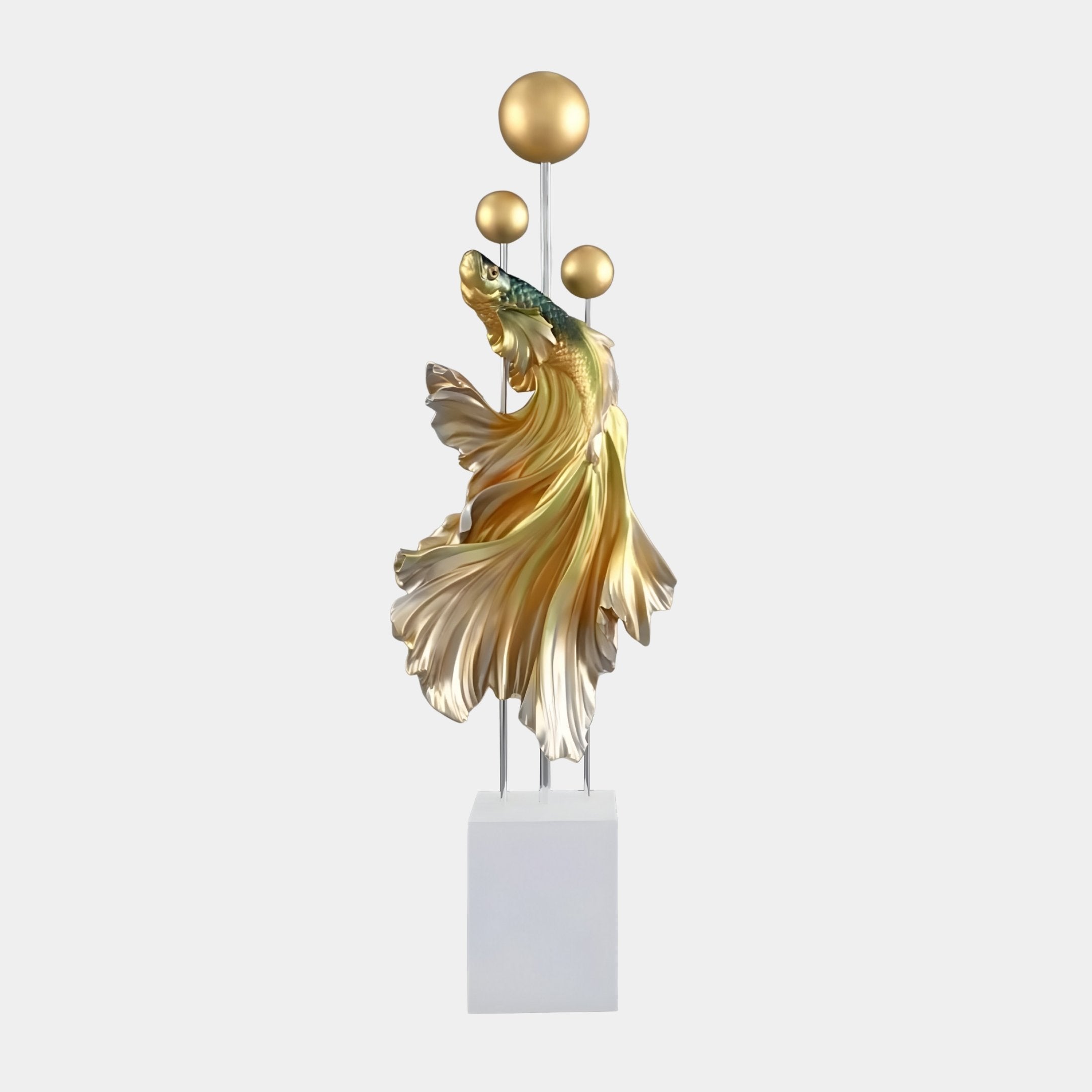 Aurefin Golden Ascend Koi Fish Sculpture - 160cm