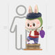 The Grapes Fruit Labubu Sculpture - 160cm by Giant Sculptures features a cute cartoon character with rabbit ears, dressed as a winegrower and stomping grapes in a wooden barrel. A height chart indicates it stands about 160 cm tall.