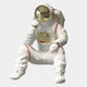 The White Astronaut Thinker 3D Wall Art by Giant Sculptures features a resin astronaut in a white suit with red details, helmeted and thoughtful, sitting against a plain light gray background in modern decor style.