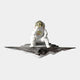 The Giant Sculptures White Astronaut Thinker On Rocky Shelf 3D Wall Art offers a captivating cosmic décor piece. A white astronaut with a reflective visor sits on a floating platform, creating mystery against the plain white background—ideal for unique wall art enthusiasts.