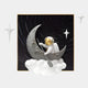 An astronaut with a gold visor rows on a crescent moon under swirling stars—Giant Sculptures’ 3D MoonSail Astronaut Dark Swirl Wall Art is the perfect eye-catching space-themed decoration.