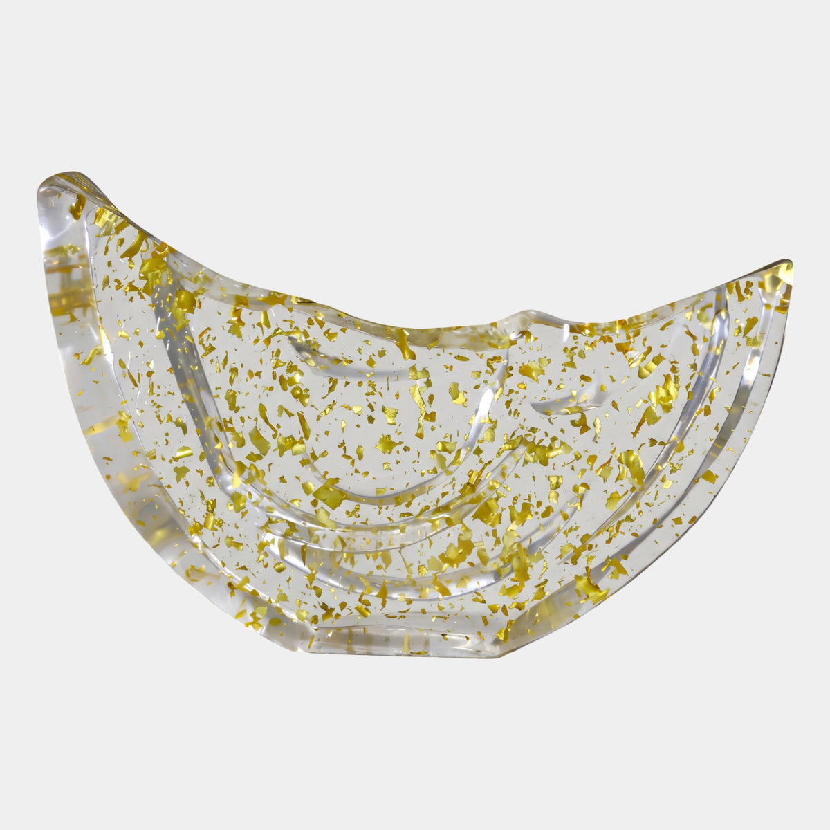Clear Gold Fleck Channelled Bowl Resin Sculpture - 70cm