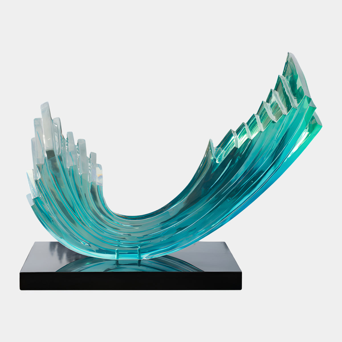Aqua Stepped Crest Wave Resin Sculpture - 144cm