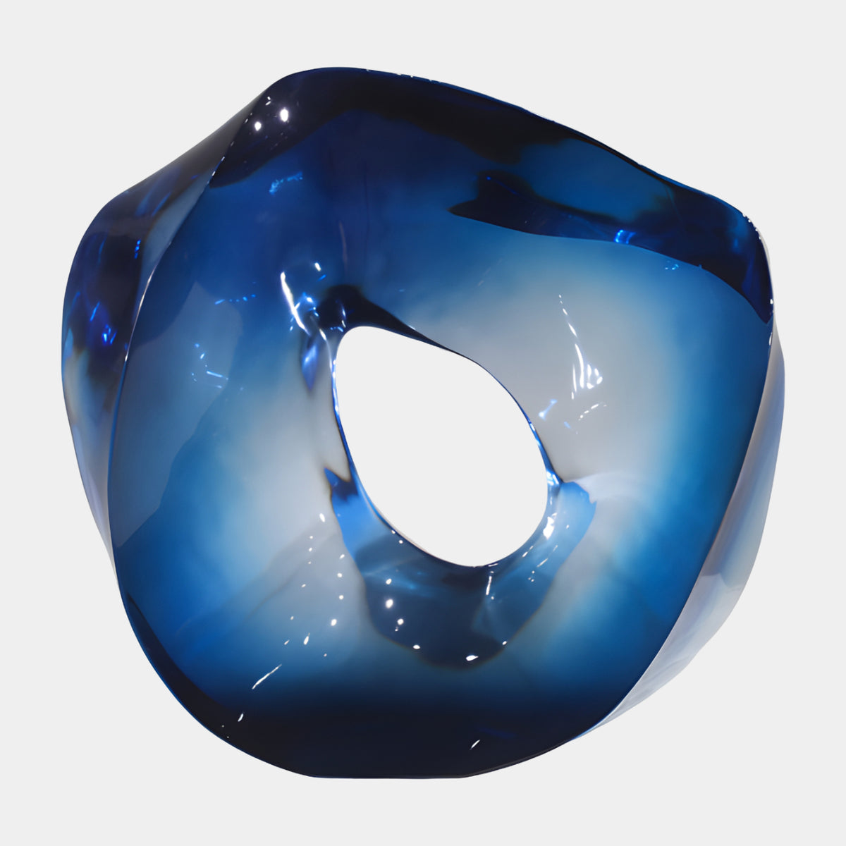 Blue Clouded Polished Ring Resin Sculpture - 50cm