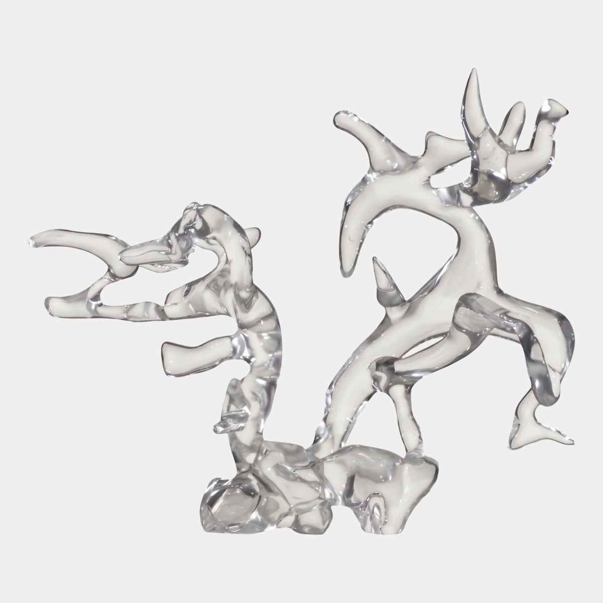 Clear Reaching Splash Branches Resin Sculpture (69cm) by Giant Sculptures, with branching antler-like limbs rising from a craggy base, shown on a plain white background.