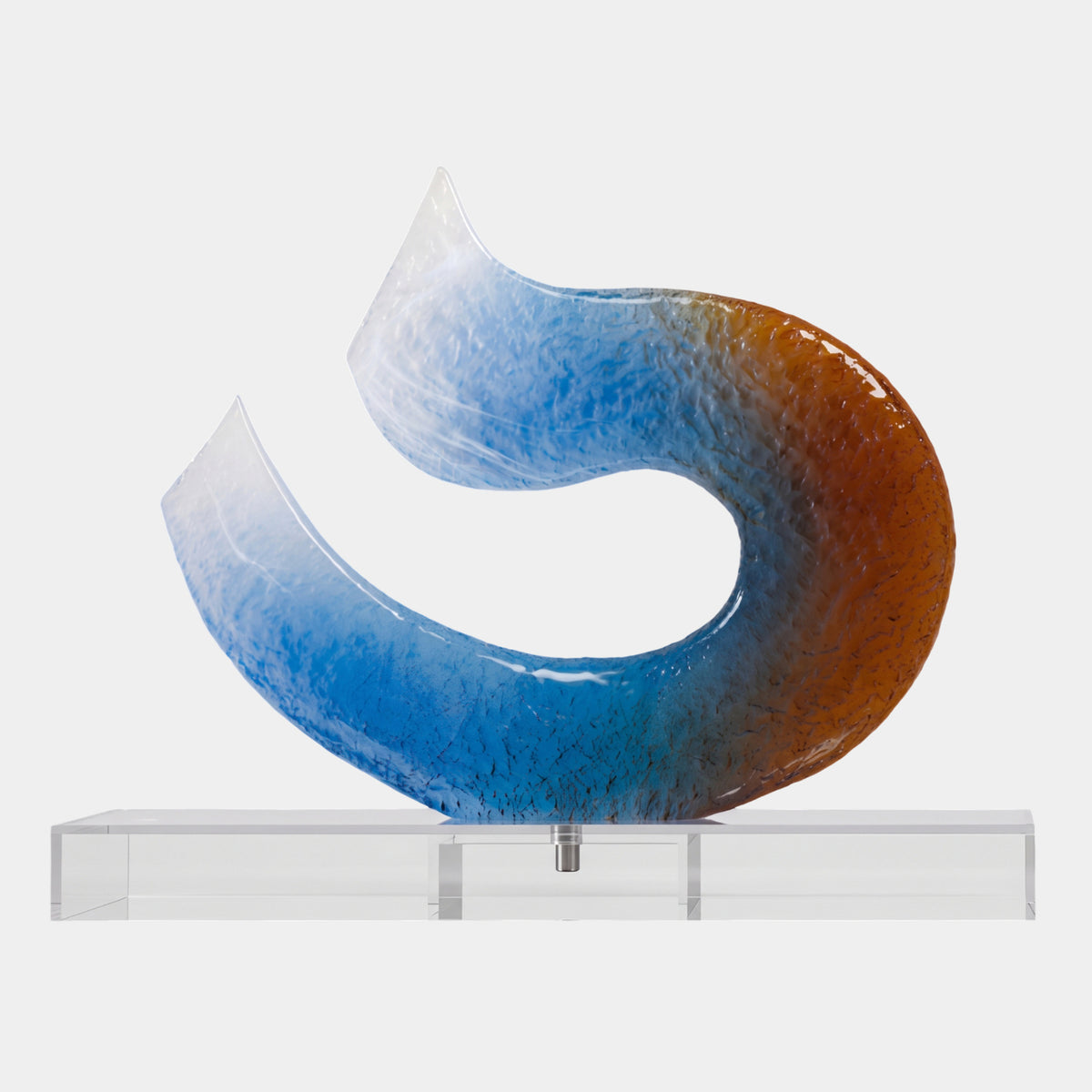 Blue & Rust Granulated Curl Acrylic Bar Sculpture - 90cm