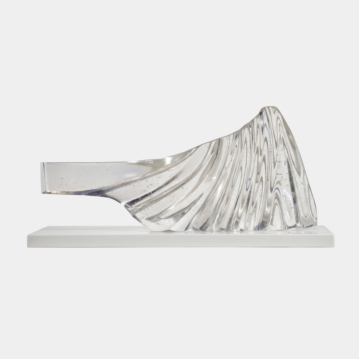 Colourless Ridged Fan Wedge Resin Sculpture - 73cm