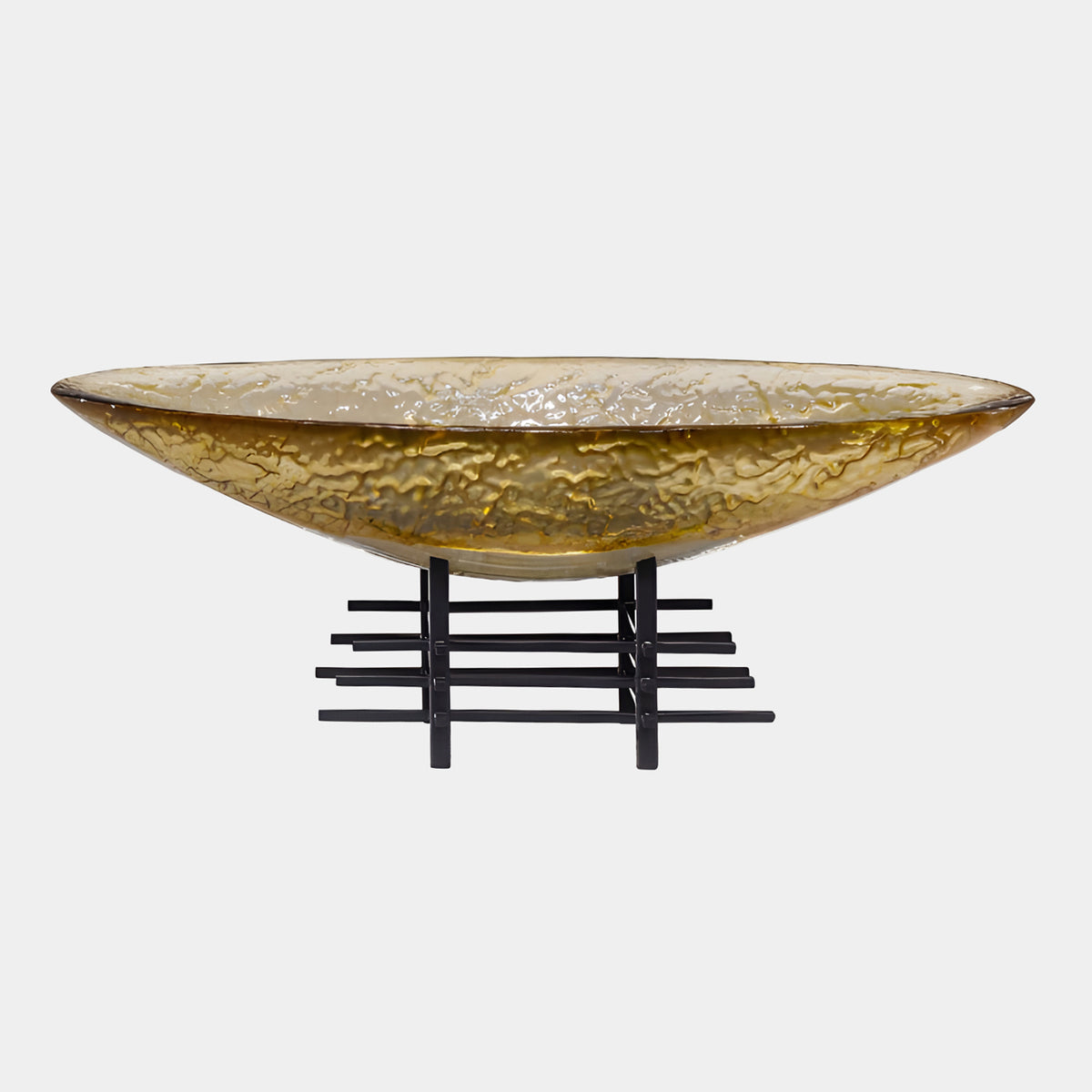Amber Crazed Web Vessel Resin & Metal Sculpture - 58cm