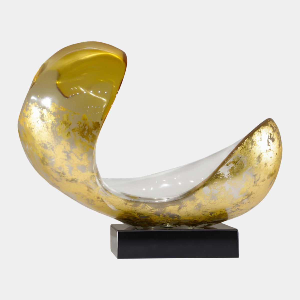 Amber & Gold Hooked Scoop on Marble Resin Sculpture - 50cm