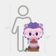 The Giant Sculptures Animal Hedgehog Labubu Sculpture stands 100cm tall, features purple fur and a fibreglass body, sits on a wooden stump holding watermelon, with a height chart beside comparing it to a 160cm human outline.