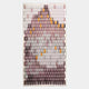 The Artevo 3D Ceramic Wall Art by Giant Sculptures features rows of capsule shapes in plum and amber tones, forming an abstract pattern on a rectangular panel.