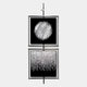 The Giant Sculptures Vistarte Lunar Textures Abstract Dual Panel Metal Wall Art features two vertically arranged frames: the top displays a circular scribble, while the bottom showcases dense, chaotic lines.