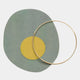 The Solaro Calming Green & Yellow Round Mural Wall Art by Giant Sculptures features a textured green-grey oval with a yellow center and thin gold ring on a white background—perfect for minimalist decor lovers.