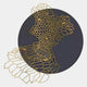 The Cellura Deep Purple Geometric Layered Gold Wired Metal Wall Art by Giant Sculptures features a gold honeycomb silhouette in profile over a bold purple background, blending sharp lines with soft curves for an abstract, modern look.