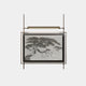 The Celestique Ancient Bonsai Framed LED Wall Art by Giant Sculptures features a serene bonsai tree with intricate branches in monochromatic tones, elegantly displayed in a minimalist stainless steel frame with subtle overhead lighting.