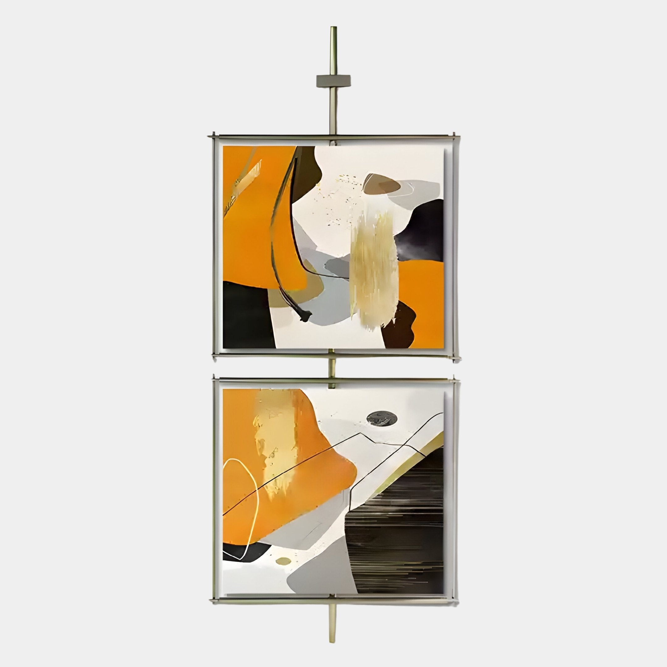 The Vortice Energy Flow Abstract Dual Panel Wall Art by Giant Sculptures features two striking abstract pieces, perfect for enhancing contemporary interiors.