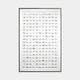 The Luneve 3D Ceramic Wall Art by Giant Sculptures features a grid of 100 minimalist white sneaker illustrations with subtle design variations and gold foil accents, all neatly displayed against a white background with a metal border.