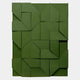 The Prisma Green Geometric Panel 3D Wall Art by Giant Sculptures features interlocking panels folded into angular shapes, arranged in a grid to create dynamic shadows and striking geometric dimension for your wall.