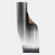 The Celestial Flow Waterfall Curved Angled Abstract Metal Wall Art by Giant Sculptures features a glossy, asymmetrical design in black, white, and gray, evoking cascading water and bringing fluid beauty to contemporary spaces.