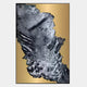The Terranica Metallic Crust Textured Abstract Metal Wall Art by Giant Sculptures showcases a striking, irregular metallic gray finish against a gold background, bringing bold contemporary design to your space.