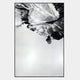 Terranica Monochrome Flow Textured Abstract Metal Wall Art by Giant Sculptures features bold, rocky black-and-white brushstrokes fading into a smooth gray background—ideal for contemporary, minimalist spaces.