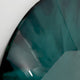 Close-up of the Eclipse Luxe Velvet Emerald Circular Ring Wall Art by Giant Sculptures, featuring teal and dark green abstract shapes with smooth, glossy curves. The lighting adds subtle reflections and gradients for a modern, sleek look reminiscent of a velvet emerald design.