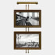 Two framed black-and-white prints from Giant Sculptures’ Artisera Venetian Promenade Classic Dual Frame Built-In Light Wall Art hang vertically, featuring blurred figures on a bridge above gondolas and lampposts in elegant Venetian style.