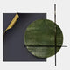 Tesselle Black Metal Fold & Green Textured Geometric Wall Art by Giant Sculptures features a green textured circle with black lines on a dark square and gold corner peel, adding contemporary elegance to any modern space.