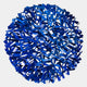 The Eclat Sphere Blue Abstract Metal Wall Art by Giant Sculptures features overlapping angular blue strips in varied shades, creating a striking, modern 3D design—ideal as bold decor against white walls.
