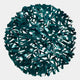 A round, dense cluster of metallic teal blue strips forms the Eclat Sphere Teal Blue Abstract Metal Wall Art by Giant Sculptures—an eye-catching abstract piece displayed against a light background.