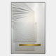 The Opus White & Gold Accent Clean Geometric Leather 3D Wall Art by Giant Sculptures features textured white shapes, a draped effect, center leather details, and a gold bar—ideal for modern interiors on a plain white background.