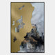 The Astrid Gold Veil Textured Abstract Wall Art by Giant Sculptures features dynamic, hand-applied gold shapes over a cloudy black, white, and gray background for a modern, swirling abstract design.