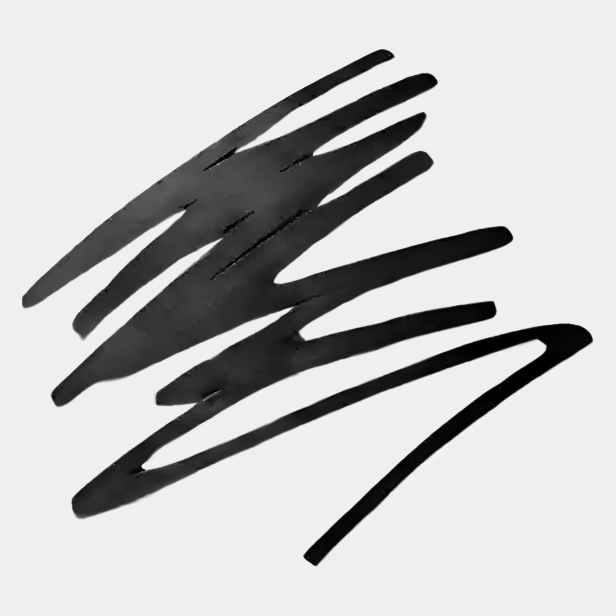 Thick black ink lines stretch diagonally across a light gray background, capturing the dynamic energy of Giant Sculptures Oscura Stratum Layered Black Abstract Metal Wall Art in a bold, modern pattern.