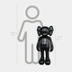 Midnight Black Iconify Standing Sculpture by Giant Sculptures shown at 100cm beside a 160cm human silhouette scale graphic on a plain light grey background.
