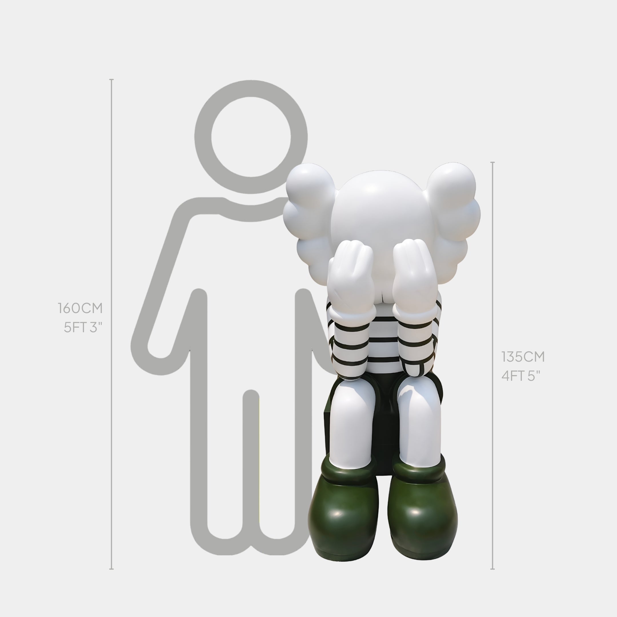 Forest Green Iconify Mime Sitting Sculpture - 135cm