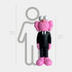 The Black Suit Iconify CEO Sculpture by Giant Sculptures features a pink cartoon character with large ears and shoes, styled like an iconic CEO. This contemporary 147 cm resin piece stands beside a gray 160 cm silhouette.