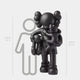 The Midnight Black Iconify Family Sculpture (180cm) by Giant Sculptures captures modern artistry with its cartoonish main figure cradling two others, distinctive round ears, and contemporary flair. Displayed with a grey 160cm silhouette for scale, it exudes captivating appeal.