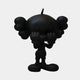 The Black Iconify Tweeto Figure by Giant Sculptures is a 20cm monochrome black sculpture. It depicts a cartoon character with rounded features and bulbous protrusions resembling hair or ears, covering its mouth in a modern design, standing against a plain background.