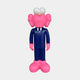 Giant Sculptures Deep Navy Blue Suit Iconify CEO Sculpture, 90cm pink resin figure with oversized eyes, fluffy ears, navy suit, and pink shoes, on white.