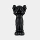 The Obsidian Black Iconify Silent Cry Sculpture by Giant Sculptures, standing 91cm tall, showcases a smooth, cartoonish design with rounded features and large shoes against a plain background. It stands upright covering its eyes, making it perfect for expressive interiors.