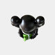 Top-down view of the Midnight Black Iconify Dollars Figure 30cm by Giant Sculptures, showing the glossy black head and shoulders cradling a green dollar stack.