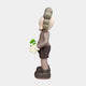 Side profile view of the Giant Sculptures Driftwood Grey Iconify Dollars Figure 30cm, holding a green cash bundle behind its back, on a plain background.