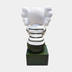 Rear view of the Forest Green Iconify Mime Sitting Sculpture - 135cm, showing the black and white striped back, rounded Iconify head and forest green block base.