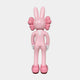 The Coral Pink Iconify Rabbit Sculpture (130cm) by Giant Sculptures features a cartoon-like bunny with puffy cheeks, small tail, and white gloves—ideal as a playful contemporary decor piece on a plain white background.