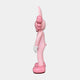 Side view of the Coral Pink Iconify Rabbit Sculpture by Giant Sculptures, 130cm tall, featuring a contemporary design with white gloves and large shoes, standing upright against a plain white background.