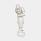The Cloud White Iconify Silent Cry Sculpture - 91cm by Giant Sculptures stands upright in profile, featuring large gloves, oversized shoes, and round forms with hands covering its face—a striking piece of modern decor.