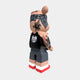 Inspired by street artist BigDel, the Giant Sculptures Iron Paw Bear Sculpture - 135cm features tattoos, a black tank top with "Lucky 13" on the back, gray shorts, and red-white striped shoes—shown from a back-side view.