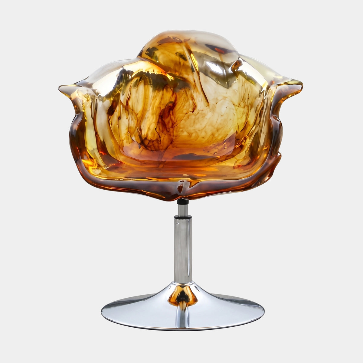 Deep Amber Swirl Petal Resin Swivel Chair - 75cm