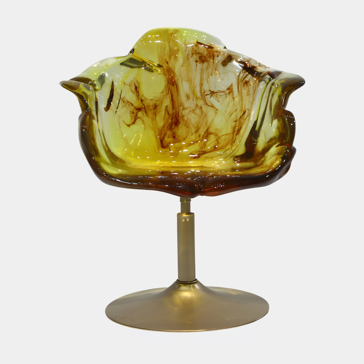 Yellow & Brown Swirl Petal Resin Swivel Chair - 75cm