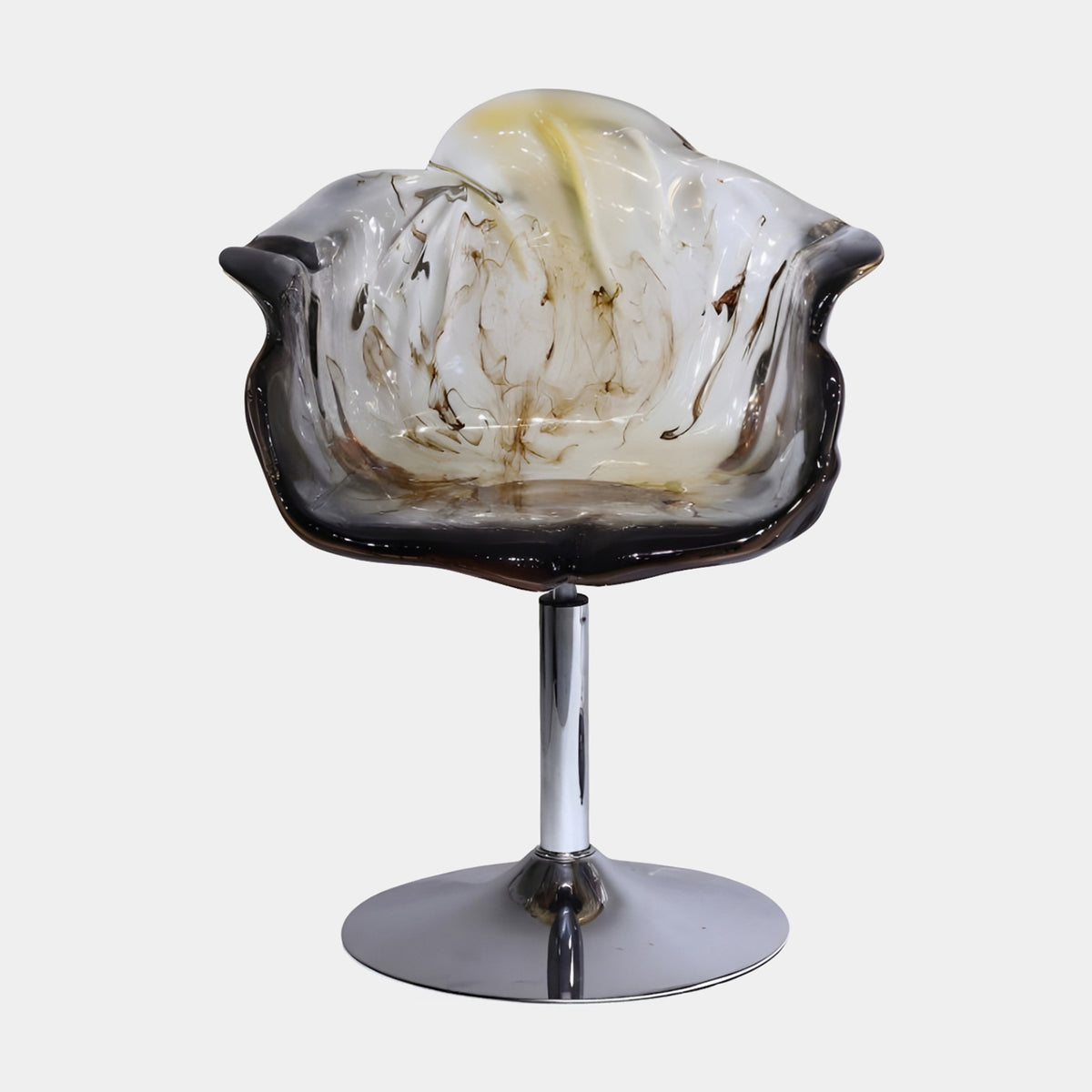 Cream & Smoke Swirl Petal Resin Swivel Chair - 75cm